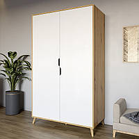 Шафа дводверна з ніжками кольору світлий горіх М-ЗОН Борн 1200 Дуб Артизан/Німфея Альба (білий) (MZN-031058)