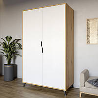 Шафа дводверна з чорними ніжками М-ЗОН Борн 1200 Дуб Артизан/Німфея Альба (білий) (MZN-031062)