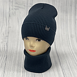 М 89064. Комплект для хлопчика, підлітковий: шапка з флісом і  хомут, розмір вільний, різні кольори 4-15 років, фото 3