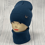 М 89064. Комплект для хлопчика, підлітковий: шапка з флісом і  хомут, розмір вільний, різні кольори 4-15 років, фото 7