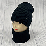 М 89064. Комплект для хлопчика, підлітковий: шапка з флісом і  хомут, розмір вільний, різні кольори 4-15 років, фото 6