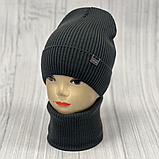 М 89064. Комплект для хлопчика, підлітковий: шапка з флісом і  хомут, розмір вільний, різні кольори 4-15 років, фото 5