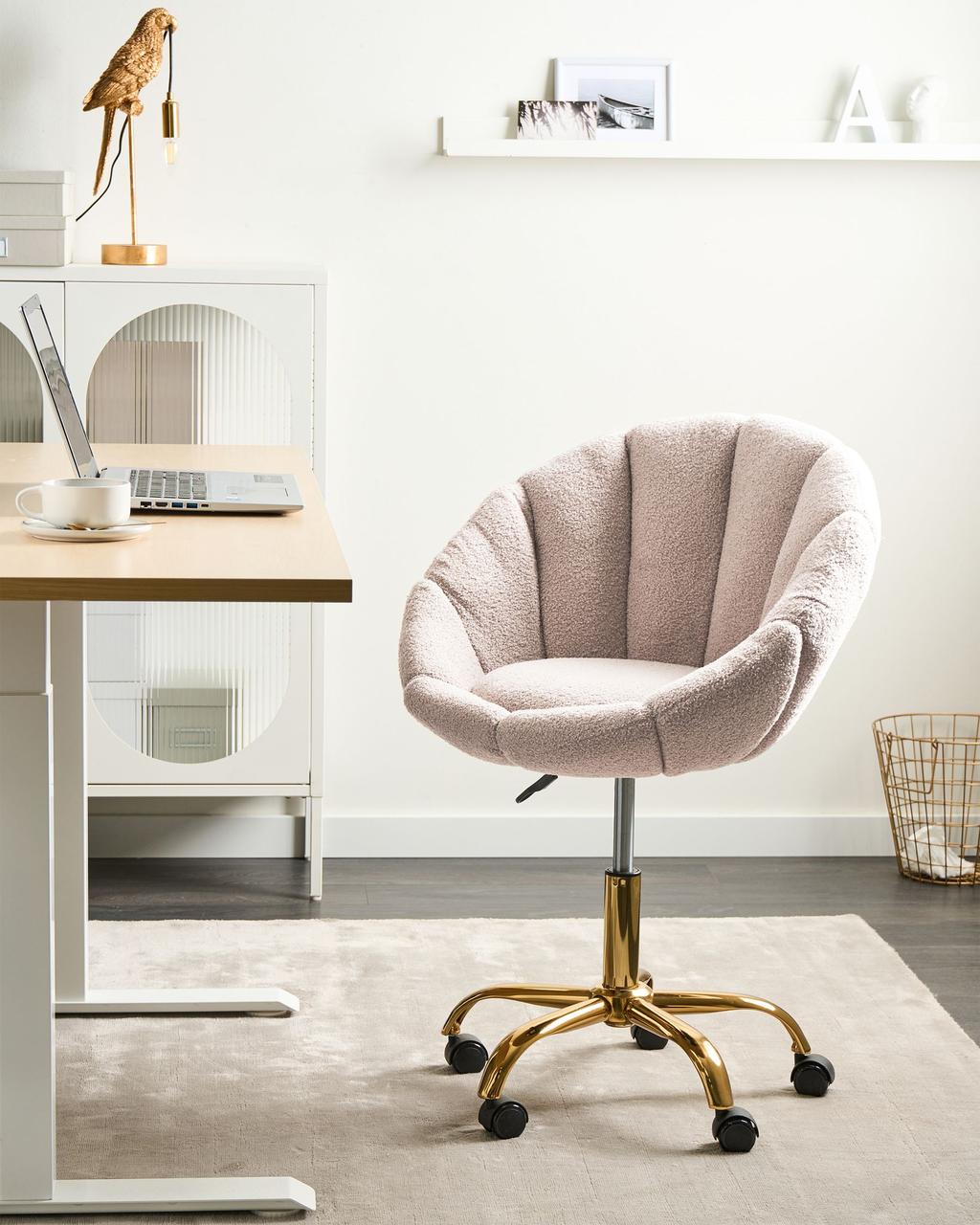 Крісло офісне з обертанням на 360°ANNABELLE Букле Бежеве