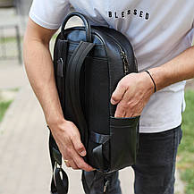 Шкіряний чоловічий рюкзак класичний чорний з натуральної шкіри якісний  Tiding Bag 68932, фото 5