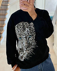 Жіночий світшот з камінням; Кольори: чорний, білий; Розмір: універсальний (42-46) ;