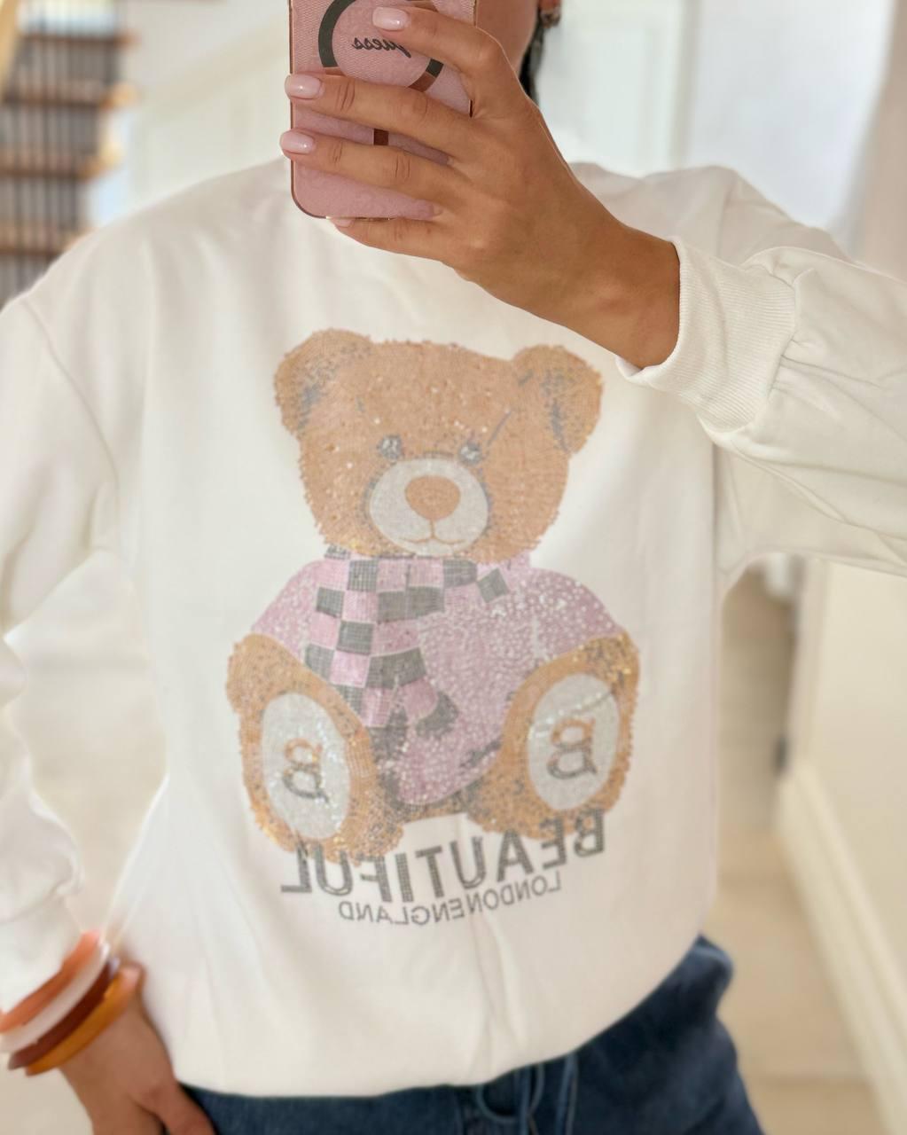 Жіночий світшот з камінням; Кольори: чорний, білий; Розмір: універсальний (42-46) ;, фото 1