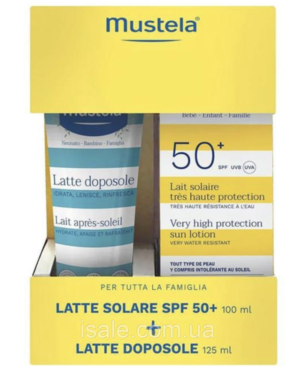 Набір сонцезахисних засобів для всієї родини Mustela Bipack Latte Solare 100мл. + Latte Doposole 125мл. (8388766611718), фото 1