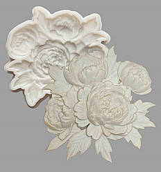 Силіконовий Молд для шоколаду, мастики та ін  "Композиція з півоній"