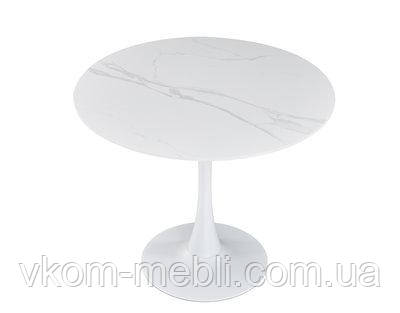 Стіл Опал круглий (D=90), білий/кераміка білий, фото 1