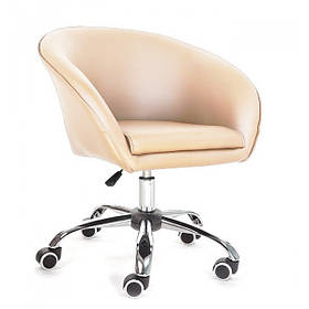 Крісло поворотне Мурат-К бежеве на хром коліщатках
