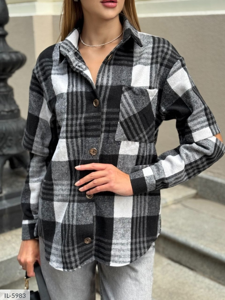 Сорочка жіноча тепла байкова модна картата модна для прогулянок у карту вільний фасон розміри 42-48