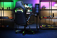 Крісло 2E GAMING HEBI, ПУ шкіра, Foldable Armrests, чорно-зелений, фото 4