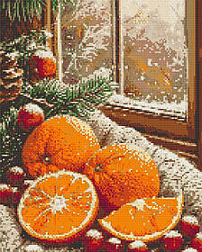 Алмазна мозаїка/вишивка Цитрусовий аромат. Зима 40*50 см Орігамі OD 3548