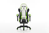 Комп'ютерне крісло з екошкіри з підставкою для ніг + 2 подушки EXTREME R1 ЧОРНО-БІЛО-ЗЕЛЕНЕ, фото 2