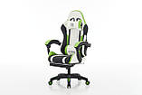 Комп'ютерне крісло з екошкіри з підставкою для ніг + 2 подушки EXTREME R1 ЧОРНО-БІЛО-ЗЕЛЕНЕ, фото 4