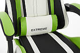 Комп'ютерне крісло з екошкіри з підставкою для ніг + 2 подушки EXTREME R1 ЧОРНО-БІЛО-ЗЕЛЕНЕ, фото 8