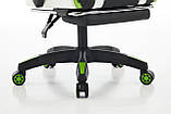 Комп'ютерне крісло з екошкіри з підставкою для ніг + 2 подушки EXTREME R1 ЧОРНО-БІЛО-ЗЕЛЕНЕ, фото 10