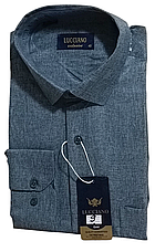 Класична однотонна чоловіча сорочка Lucciano vd-0009 синя з довгим рукавом, ошатна, стильна, фото 4