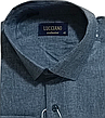 Класична однотонна чоловіча сорочка Lucciano vd-0009 синя з довгим рукавом, ошатна, стильна, фото 7