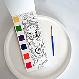 Альбом для розфарбовування з акварельними фарбами розмальовка з пензликом для творчості "Beijing opera", фото 5