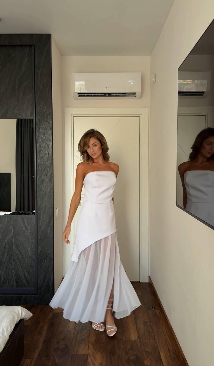 Вечірнє плаття фатинова спідниця максі з розрізом і корсет із відкритими плечима (р. 42-48) 33036102, фото 1