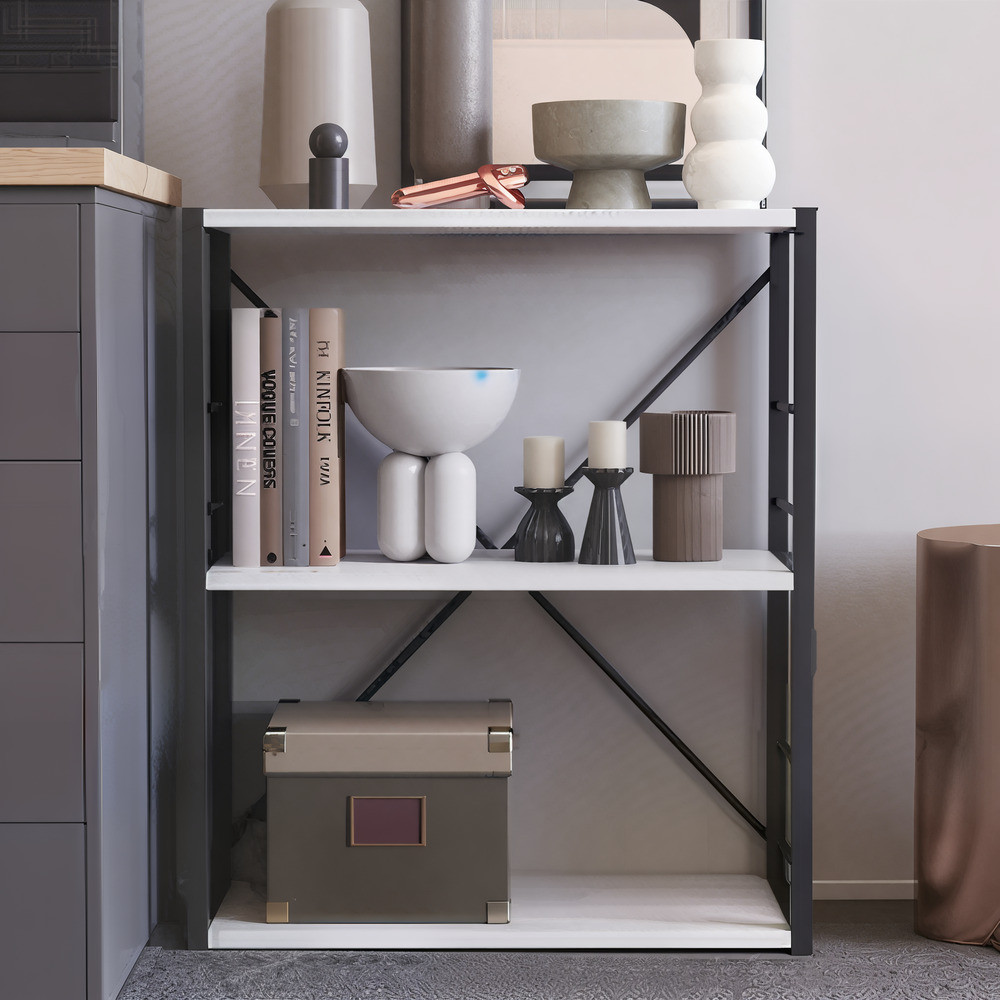 Етажерка 3/60 Ferrum-decor Серії Коннект 75x60x28 чорний ДСП Білий 16мм (FRD-104254), фото 1