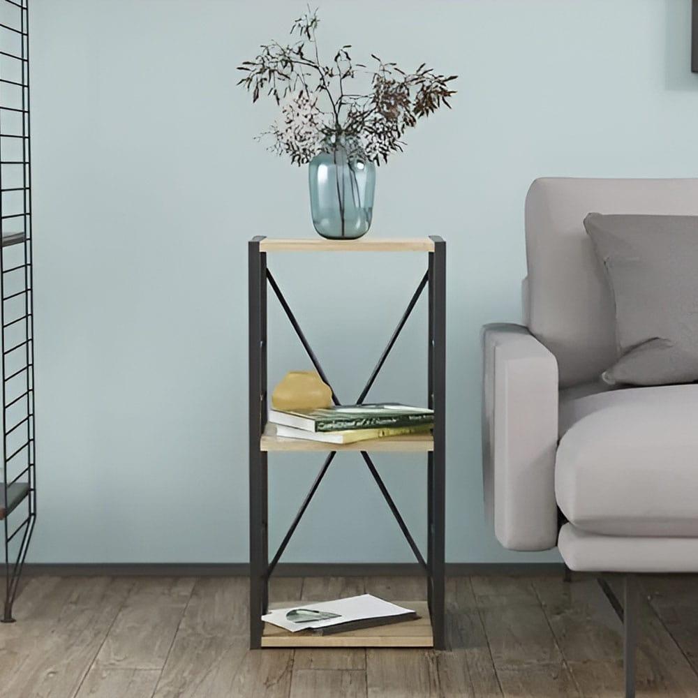 Етажерка 3/34 Ferrum-decor Серії Коннект 73x34x28 чорний ДСП Дуб Сонома 16мм (FRD-104292), фото 1