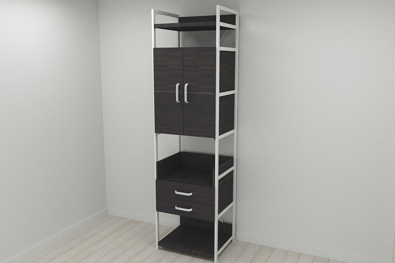 Шафа Гардероб Уні секція 5 серії Коннект Ferrum-decor 220x60x50см Білий метал ДСП Венге Магія 32 мм (FRD-104520), фото 1