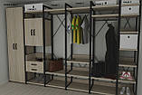 Шафа Гардероб Уні секція 3 серії Конект Ferrum-decor 220x60x50см Чорний метал ДСП Дуб Сонома 32 мм (FRD-104525), фото 4