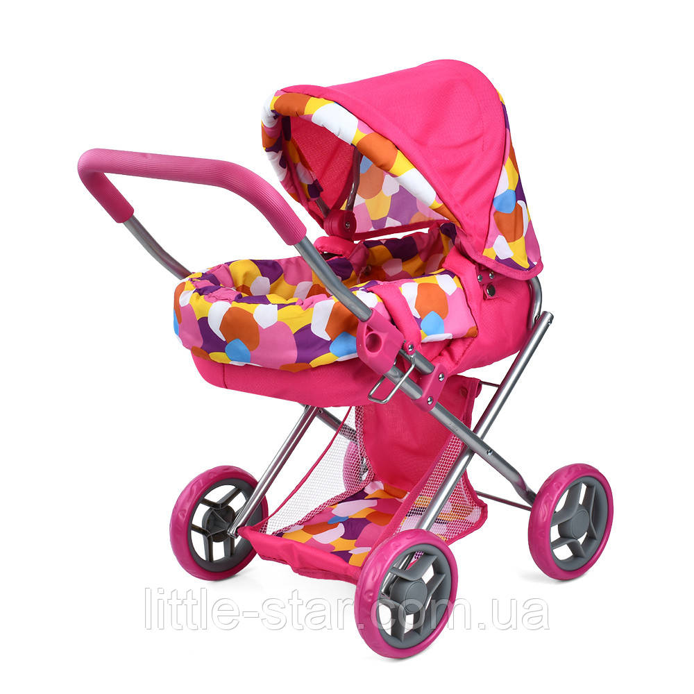 Коляска класична для ляльки 9369, металевий каркас, висота до ручки - 54 см,  люлька-переноска