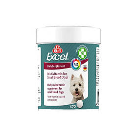 Вітаміни 8in1 для собак дрібних порід 8 в 1 мультивітамінна кормова добавка 70 табл 110г