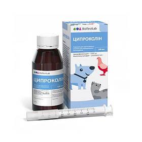 Оральний антибіотик Ципроколін BioTestLabs для котів та собак, 100 мл