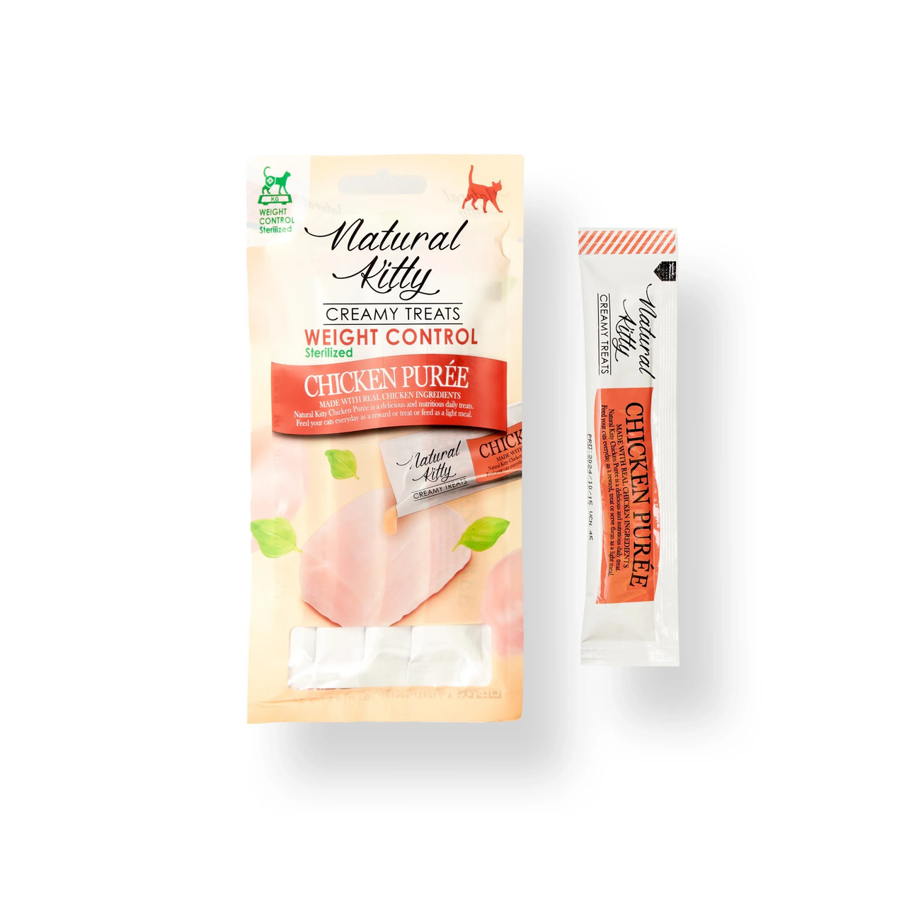 Кремові ласощі для котів Natural Kitty – куряче пюре для контролю ваги/для стерилізованих, 4х12 г, фото 1