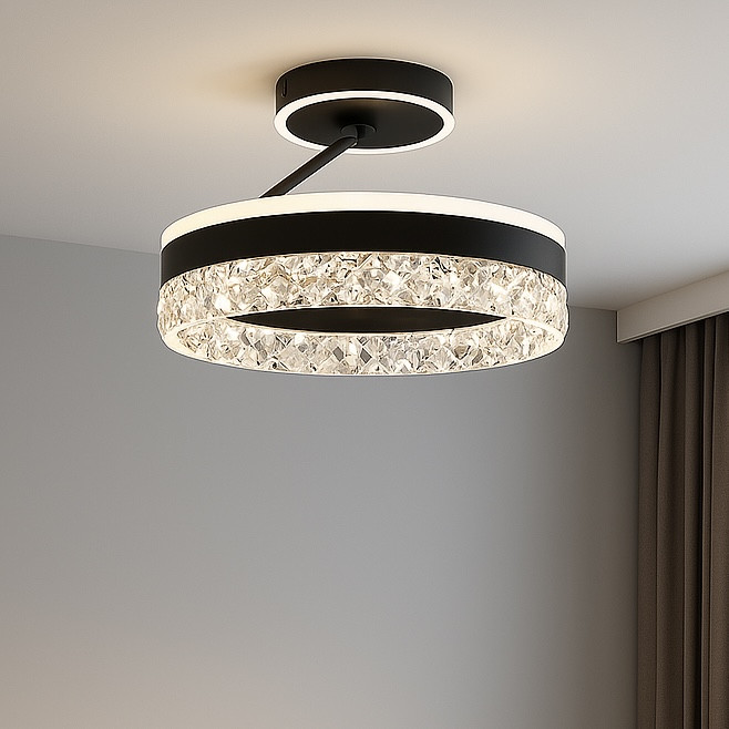 Led люстра до 18 м2 кругла чорний корпус 90W STELLA З ICE 2R BLACK/WHITE, фото 1