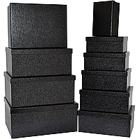 Подарункові коробки прямокутні "Шкіряний принт" чорні  (10 шт.)