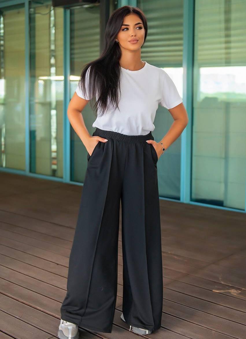 Штани жіночі трикотажні палаццо гурт роздріб дроп 9733, фото 1