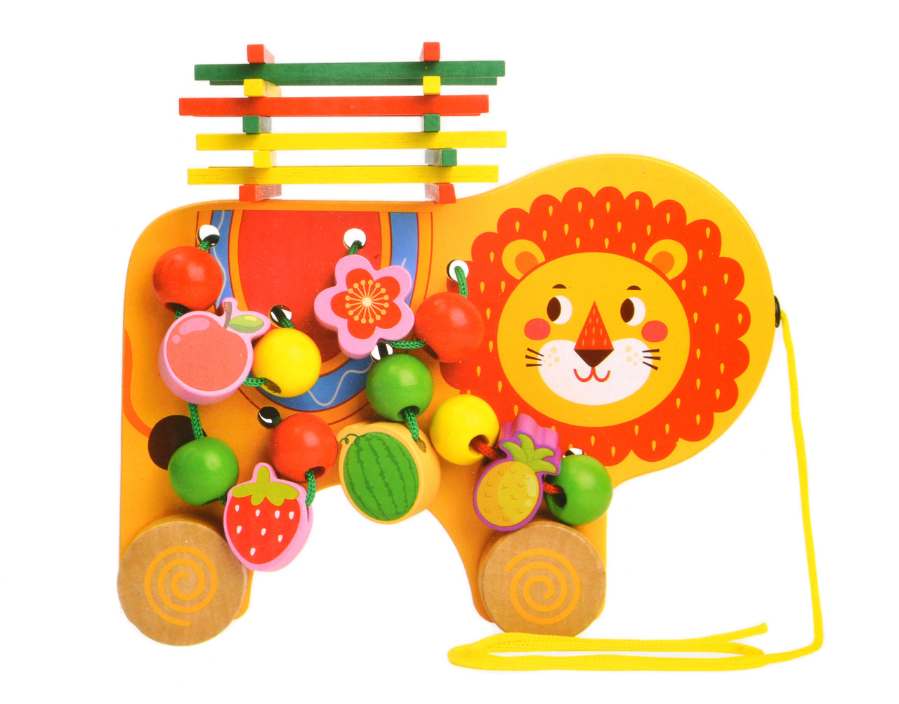 Каталка дерев'яна Лев 48173 шнурівка балансир лічильні палички, фото 1