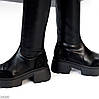 Ультра модні чорні чоботи стрейч ботфорти на тракторній підошві, фото 3
