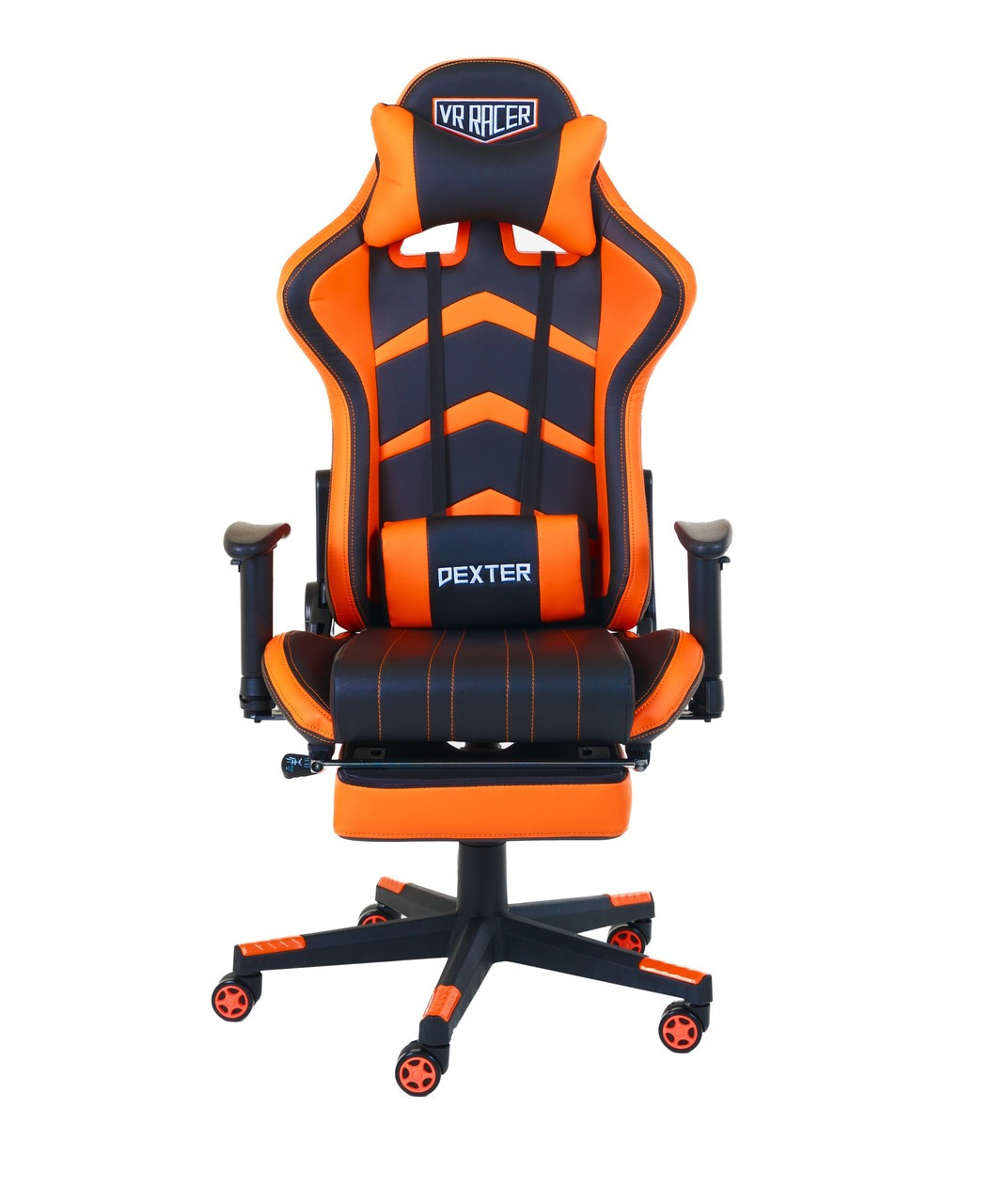 Комп'ютерне офісне геймерське крісло VR Racer Dexter Megatron чорногаряче АМФ, фото 1