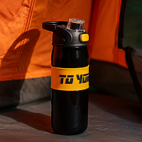 Термос з металевою колбою для чаю з ручкою з поілкою чорний Thermos 680 мл для школы