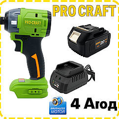 Акумуляторний безщітковий гвинтоверт Procraft PS22 (1 Акумулятор 20 В, 4 А/год і Зарядний)