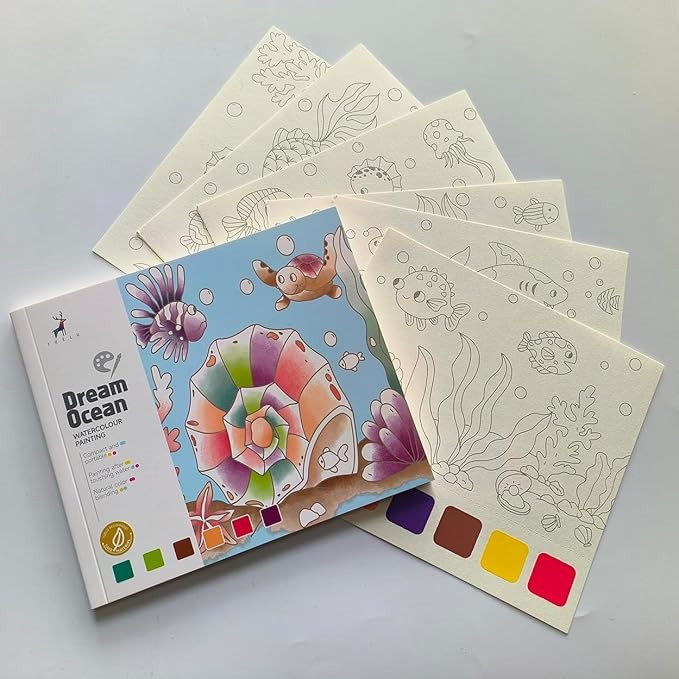 Альбом для розфарбовування з акварельними фарбами розмальовка для живопису і творчості "Dream ocean", фото 1