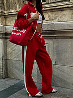 Теплий жіночий костюм на флісі із широкими штанами