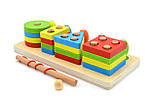Логічна дерев'яна дошка 40426 сортер риболовля форми кольори, фото 3
