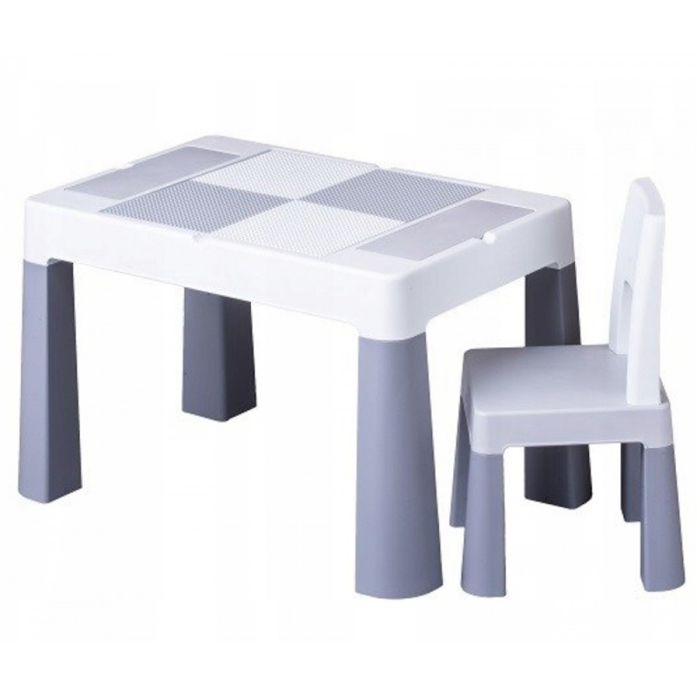 Дитячий стіл і стілець Сірий TEGA Multifun Multi: поле для збирання конструктора, пісочниця (MF-004-106) 1+1