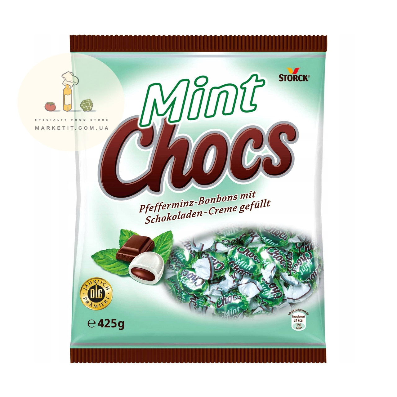 Льодяники м'ятні Chocs Mint Storck, з шоколадом Німеччина 425 р., фото 1