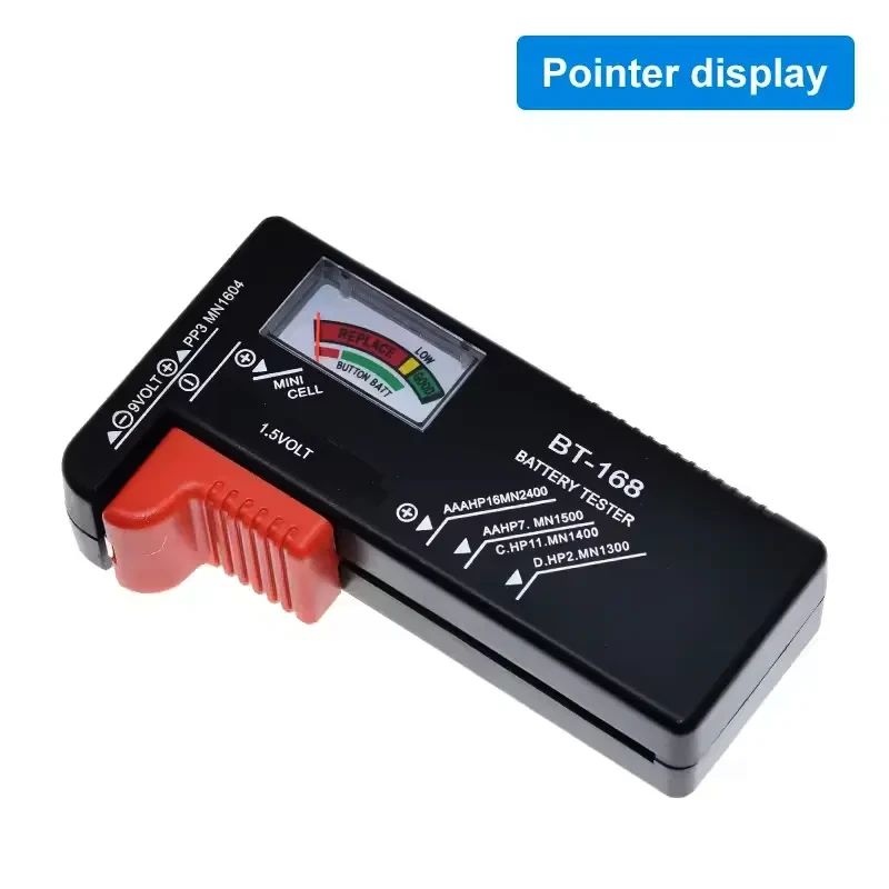 BT168 тестер для перевірки батарей та акумуляторів AA AAA 9В механічний, фото 1