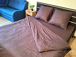 Комплект постільної білизни Страйп Сатин №сс03 Полуторний 150х220 на кнопках