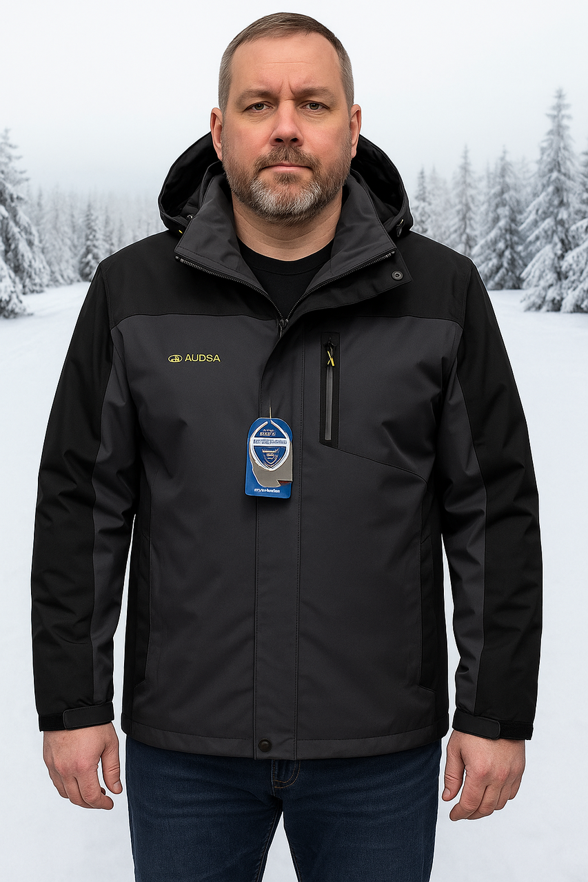 Чоловіча термокуртка Audsa демісезонна з мембранної тканини, великі розміри 2XL–6XL, Сірий, XXL, фото 1
