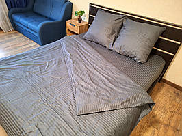 Комплект постільної білизни Страйп Сатин №сс06 Євро 220х240 на кнопках